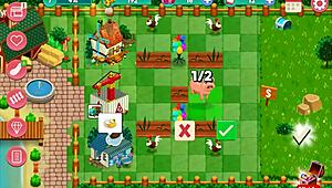 In the booty farm hentai game, brunettes and redheads flash their big tits and asses