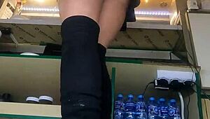 Nataly Shy Flashing Panties First Time at Job