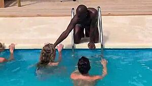 triple blowjob madness with clea gaultier, anna polina, and angel emily at the pool, wanna join us?