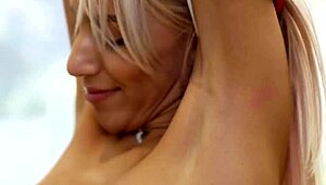 Blonde babe Hime Marie seduces her brother's best friend in a sensual, captivating scene by the pool.