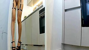 Teasing Slut In Heels Mirrors Pierced Nipples!