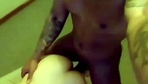 Hot gym girl bends over for quick interracial assfucking at home.