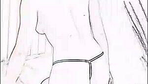 Liz Ashley is warming up and getting some relief with her striptease.