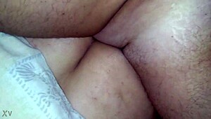 The chubby wife enjoys cum on her pussy.