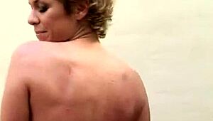 Big-tittied milf babe strips naked fast