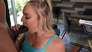 Desperate teen begs stepdad for car fix with wild sex. Will she ride that monster cock?