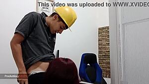 Boss offers a good fuck in the ass but begs not to be fired