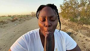 Lost BBW Finds BBC for Sloppy Public Blowjob and Cumshot