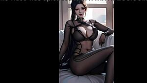 Ai Goddess Boobs in Black Bodysuit
