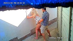 CCTV Captures Blonde Amateur Bent Over and Fucked Doggy-Style at McDonald's Delivery Area