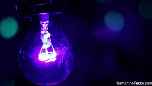 Samantha Saint's Big Tits in Lesbian Black Light Sex!