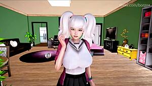 Fanora tropieza con verga dura en ducha, termina dando paja accidental. Precum derrama en Manor Mítico Fanora 1.