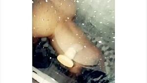 when i shower i get horny and use my dildo toys for masturbation 😜