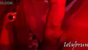 i'm so lonely, girl consoles herself with big red dildo...