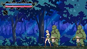 Elf girl surrenders to orcs in the forest