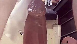 Riding huge Mr. Hankey's dildos with intense solo action