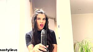 hot teen’s dirty talk during big black dildo sucking feels wild