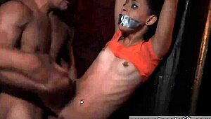 Screaming teen bound in rough first fuck!