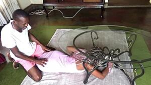 Big Ass Cousin Stuck Under Table Gets Hardcore Pounding