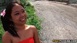 naughty asian amateur blows her first foreigner, so hot