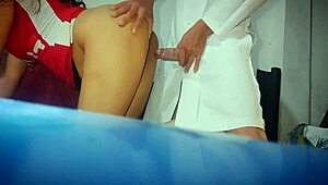 Hey, stepdaughter cheats with doctor stepdad in office 😏