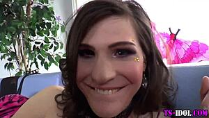 Wow, Check This Out! Lingerie Tgirl Dominates Slut with Strapon and Monster Cock in HD Glamour Scene!