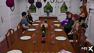 dusklightmanor - redhead banged hard on dining room table in episode 1 scene 63