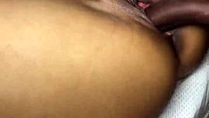 A pretty young Latina enjoys African dick with blowjob and cum