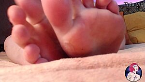 Bbw indulges in foot fetish play. Her big ass shakes with every move in solo.