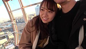 Japanese Amateur with Natural Tits Gives Blowjob Leading to Creampie Cumshot on Boobs