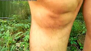 Intriguing scene of hairy mature woman in outdoor public setting