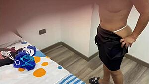 I caught my curvy stepmom on hidden cam in her room