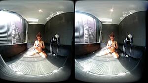 Wet finger games in whirlpool! Asian brunette masturbates pussy