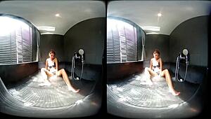 Wet finger games in whirlpool! Asian brunette masturbates pussy