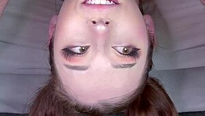 beautiful european teen with pigtails takes deep throat cum