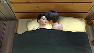 Japanese Step Mom and Step Son Share Bed on Vacation in Spain. Asian Stepson Impregnates Her After Intense Action