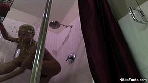 Nikita von james feels relaxed in shower