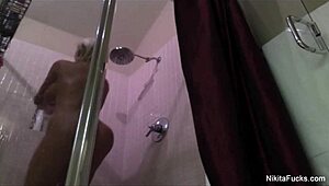 Nikita von james feels relaxed in shower