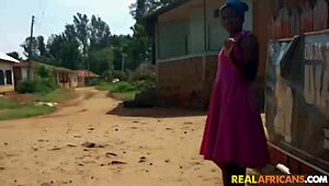 black nigerian dinner lady scores a massive ebony cock during lunch break. her boyfriend watches in awe.