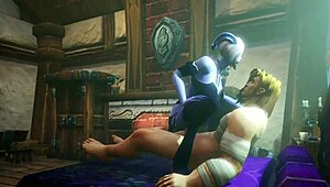 I, Draenei, has sexs with transforming werewolf in Warcraft parody, givings blowjob and assfuckings.