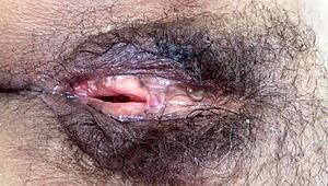 wow, stepmom's hairy pussy looks wild after filling her up
