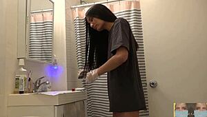 Wow, Stunning Black Beauty Dyes Hair in Mirror Solo Show!