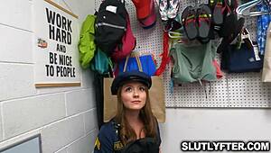 Shoplifter Mira Monroe craves a hot fuck session. She earns respect with sorority big cock action.