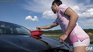 Naked Men Car Wash Ended With Gay Car Jerk And Huge Cumshot