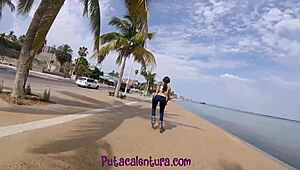 Patina Showing Off Nalgas by Malecon, Bent Over Doggystyle