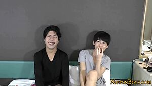 Japanese twink dives into rimming a tight teen ass