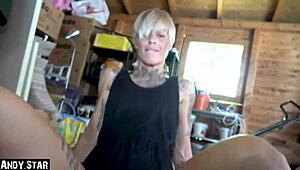 European milf fucks outside sex in garden