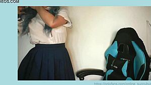 kinoko rin whispers secrets as you peek under her skirt in cosplay