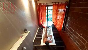 omg i saw this housewife washing in shower, shaving her pussy... crazy!