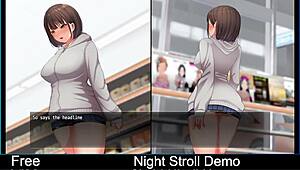 Emotional night stroll in anime hentai